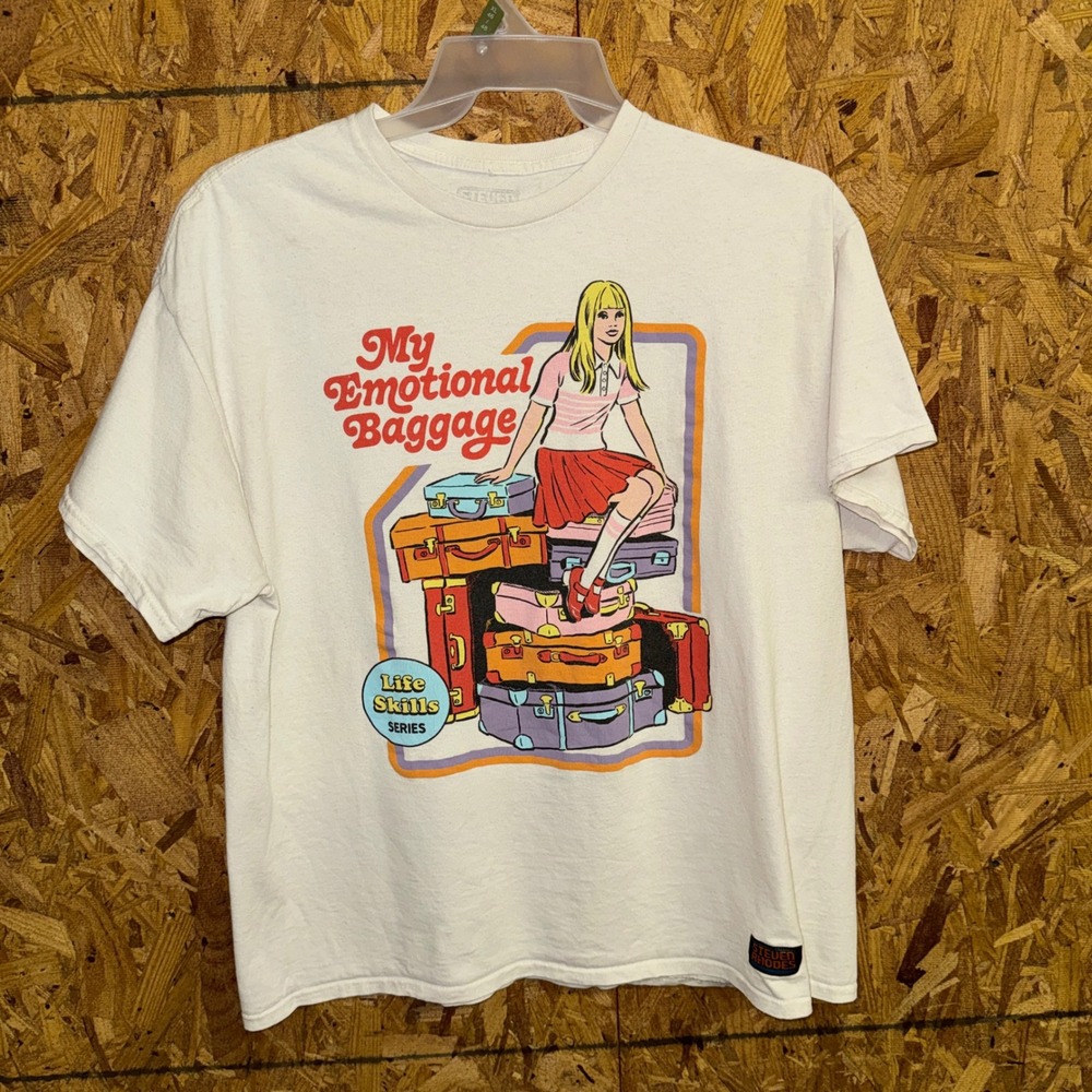Steven Rhodes Retro Look Graphic Tee Emotional Baggage Streetwear Hipster XL